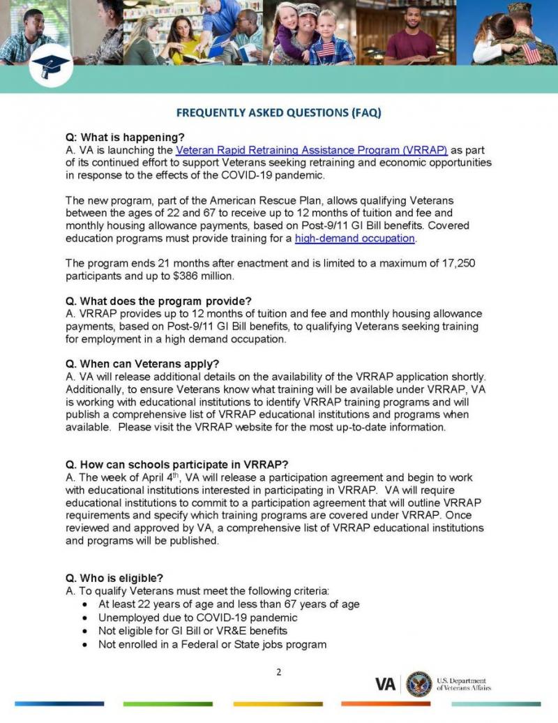 Veterans Affairs Background and Frequently Asked Questions Page 2