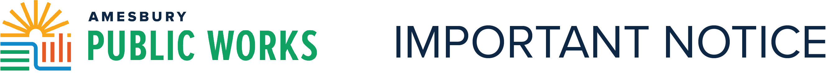 Amesbury DPW logo. Important notice.