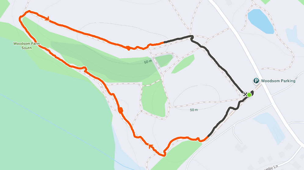Woodsom Earth Hour Trail Outline. Map of the trail.